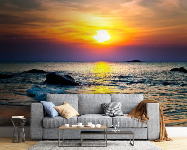 Wall murals Sunset over a beach Wall murals Sunset over a beach