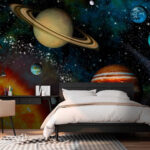 Wall murals Planet with rings around it