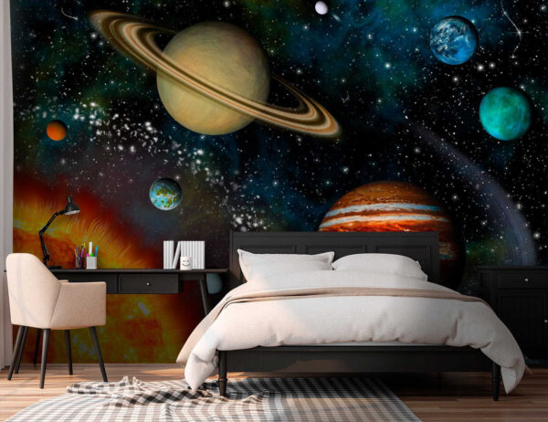 Planet with rings around it Wall murals Planet with rings around it
