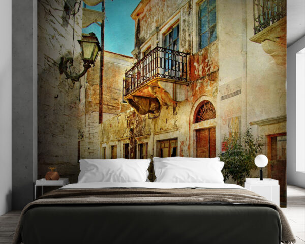 Wall murals Stone building with a balcony Wall murals Stone building with a balcony