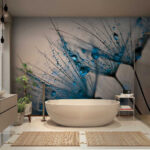 Wall murals Raindrops on delicate dandelion seeds.