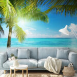 Wall murals Palm trees on a beach
