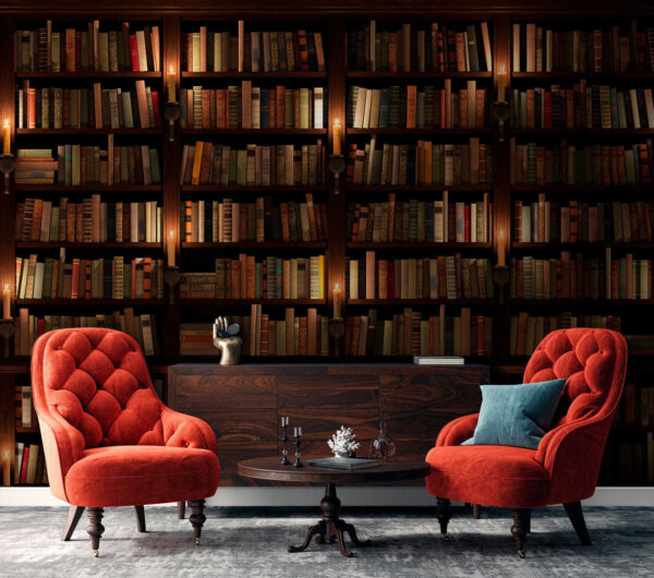 Book shelf with a candle Wall murals Book shelf with a candle