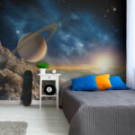 Wall murals Planet with rings in the sky
