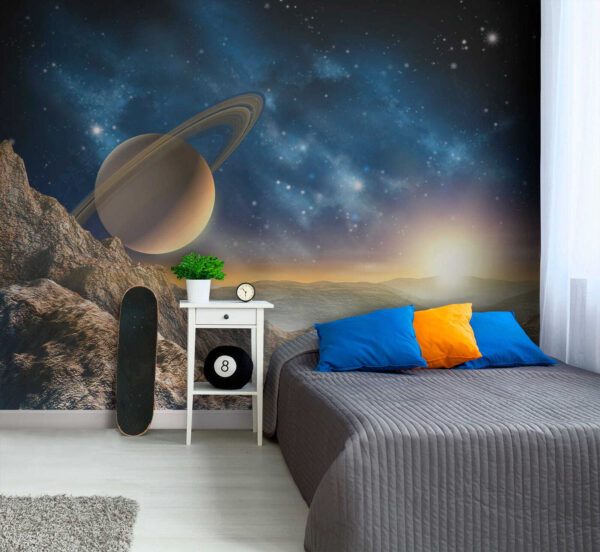 Wall murals Planet with rings in the sky Wall murals Planet with rings in the sky