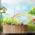 Wall murals House under a tree