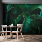 Wall murals Lush green leaves create a jungle.