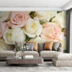 Wall murals Group of pink and white roses