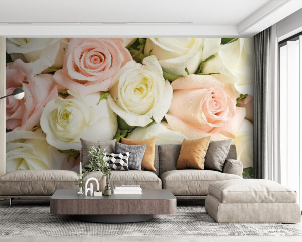 Wall murals Group of pink and white roses Wall murals Group of pink and white roses