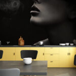Wall murals Woman wearing a hat and smoking