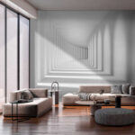 Wall murals White hallway with shadows on the wall