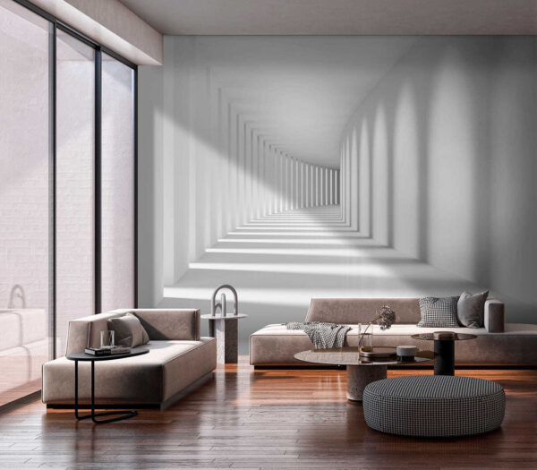 Wall murals White hallway with shadows on the wall (SKU: u55301)