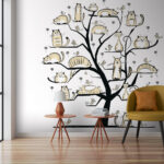 Wall murals Tree with cats on it