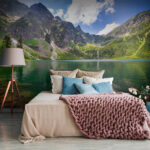 Wall murals Mountain lake reflects clear sky