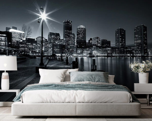 Wall murals Cityscape glowing beneath night sky Wall murals Cityscape glowing beneath night sky