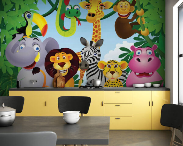 Wall murals Group of animals in the jungle Wall murals Group of animals in the jungle