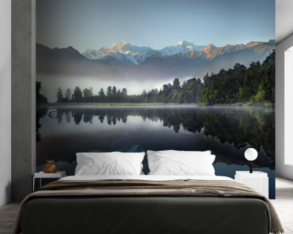 Wall murals Lake with trees and mountains in the background Wall murals Lake with trees and mountains in the background