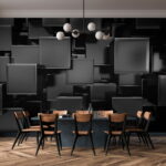 Wall murals Dark cubes forming abstract geometric pattern.