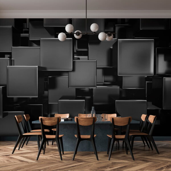 Dark cubes forming abstract geometric pattern Wall murals Dark cubes forming abstract geometric pattern