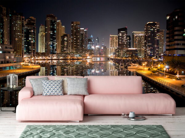 Building with many windows at night Wall murals Building with many windows at night