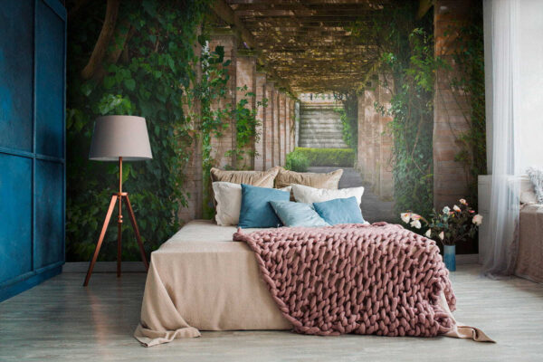 Row of pillars with vines growing on them Wall murals Row of pillars with vines growing on them