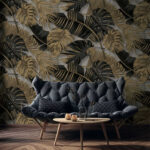 Wall murals Elegant foliage on textured backdrop.