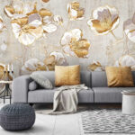 Wall murals Elegant floral pattern on textured background.