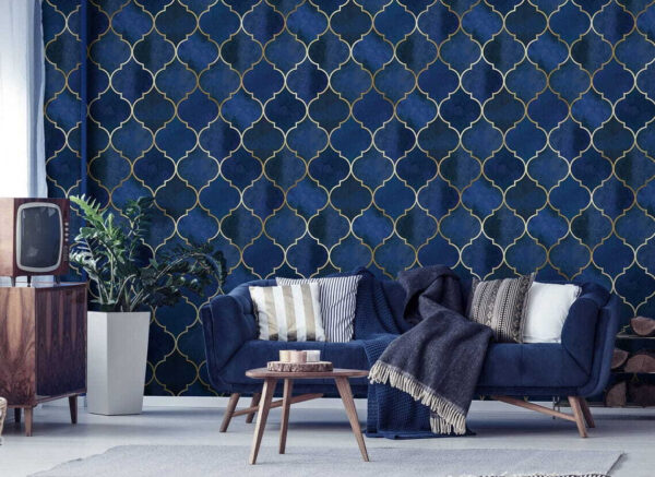 Wall murals Blue and white lattice pattern Wall murals Blue and white lattice pattern