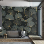Wall murals Elegant ginkgo leaf pattern design.