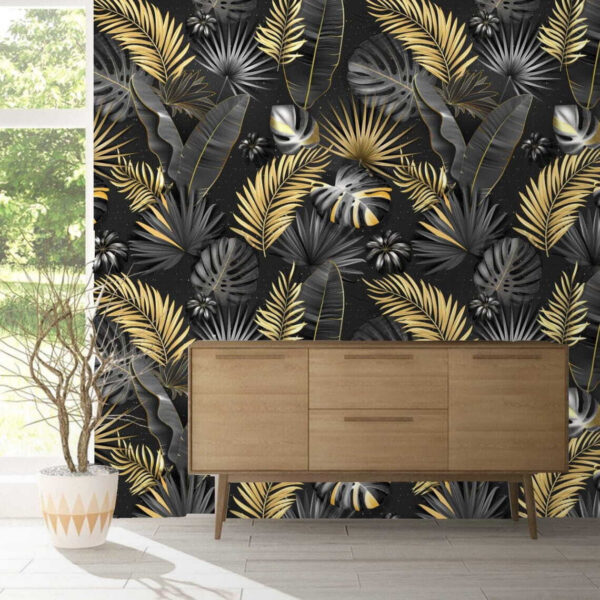 Elegant tropical leaves pattern design Wall murals Elegant tropical leaves pattern design