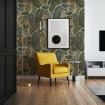 Wall murals Pattern of leaves on a green background