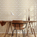 Wall murals Elegant beige floral pattern design.