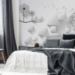 Wall murals Dandelion flowers and a white background