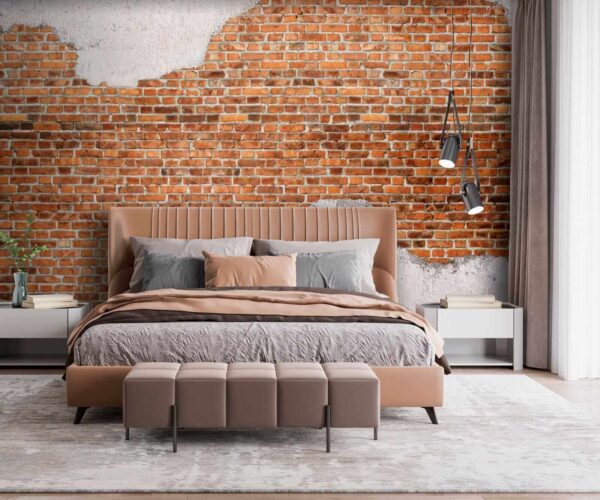 Wall murals Brick wall with a white layer Wall murals Brick wall with a white layer