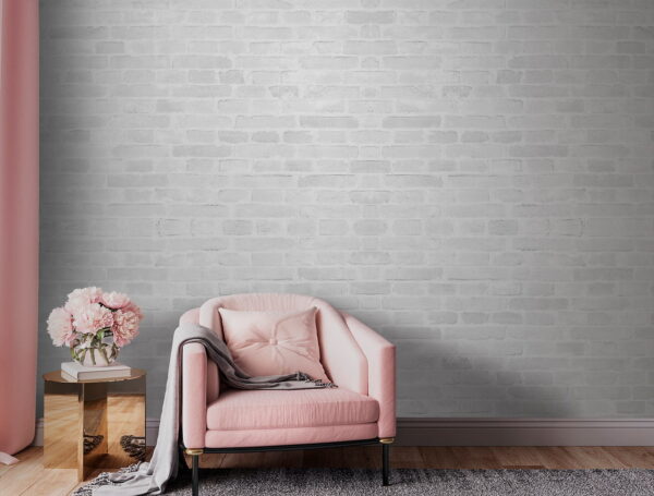 Wall murals White brick wall with many rectangular bricks Wall murals White brick wall with many rectangular bricks