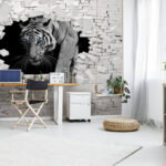 Wall murals White tiger with blue eyes