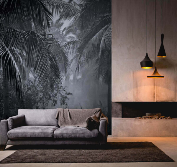 Wall murals Foggy forest with palm trees Wall murals Foggy forest with palm trees