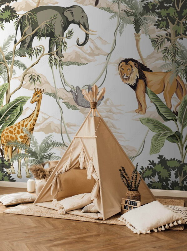 Wall murals Wallpaper with animals and trees Wall murals Wallpaper with animals and trees