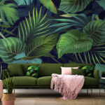 Wall murals Vibrant jungle foliage illustration.