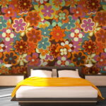 Wall murals Colorful flower with a yellow center