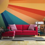 Wall murals Colorful sunburst with vibrant rays.