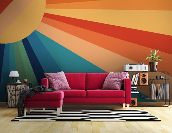 Colorful sunburst with vibrant rays Wall murals Colorful sunburst with vibrant rays