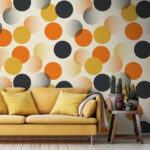 Wall murals Pattern of orange and black circles
