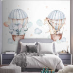 Wall murals Couple of animals in hot air balloons