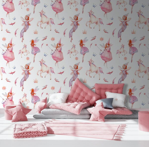 Wall murals Pattern of fairies and unicorns Wall murals Pattern of fairies and unicorns