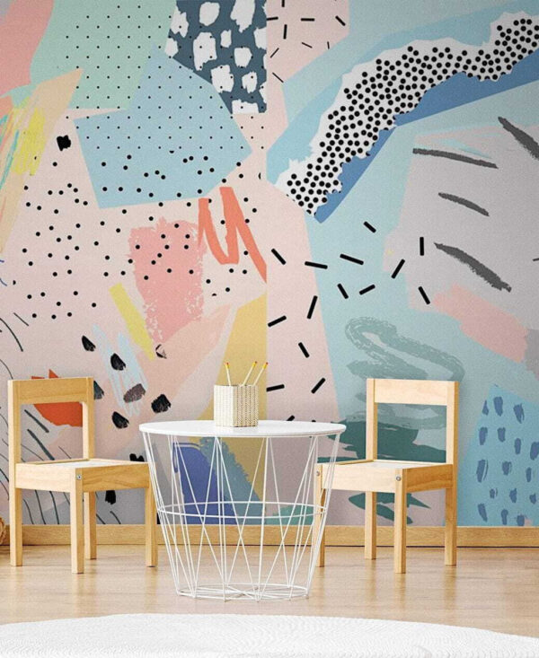 Colorful abstract pattern with shapes Wall murals Colorful abstract pattern with shapes