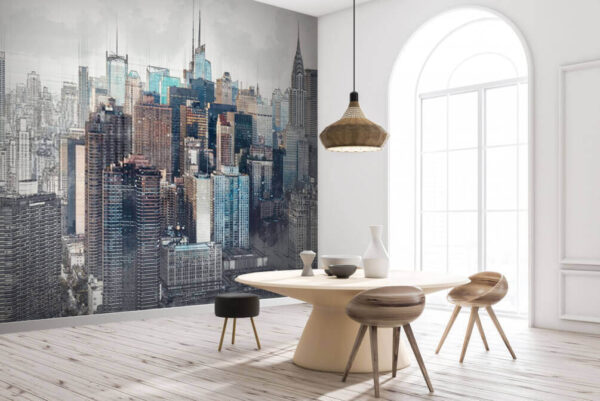 New York City skyline illustration Wall murals New York City skyline illustration