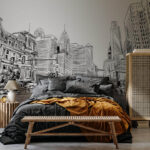 Wall murals Black and white picture of a phone