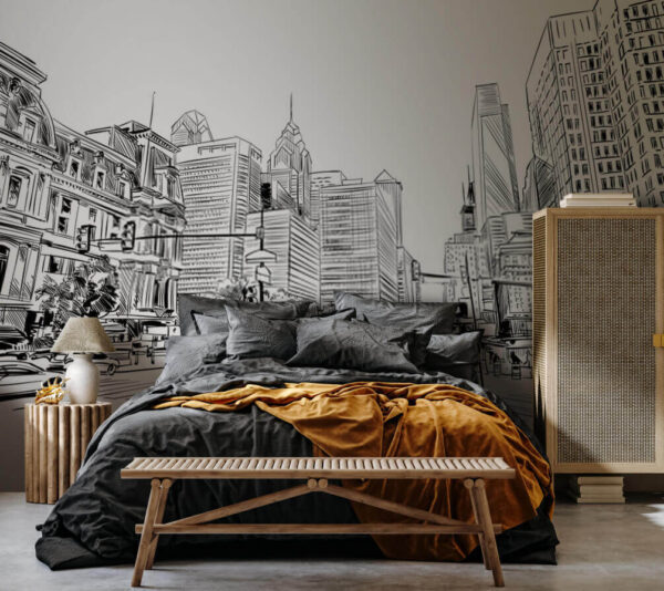 Black and white picture of a phone Wall murals Black and white picture of a phone