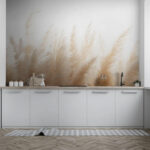 Wall murals Group of white and brown grass
